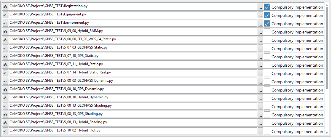 3. Список исполняющихся  скриптов